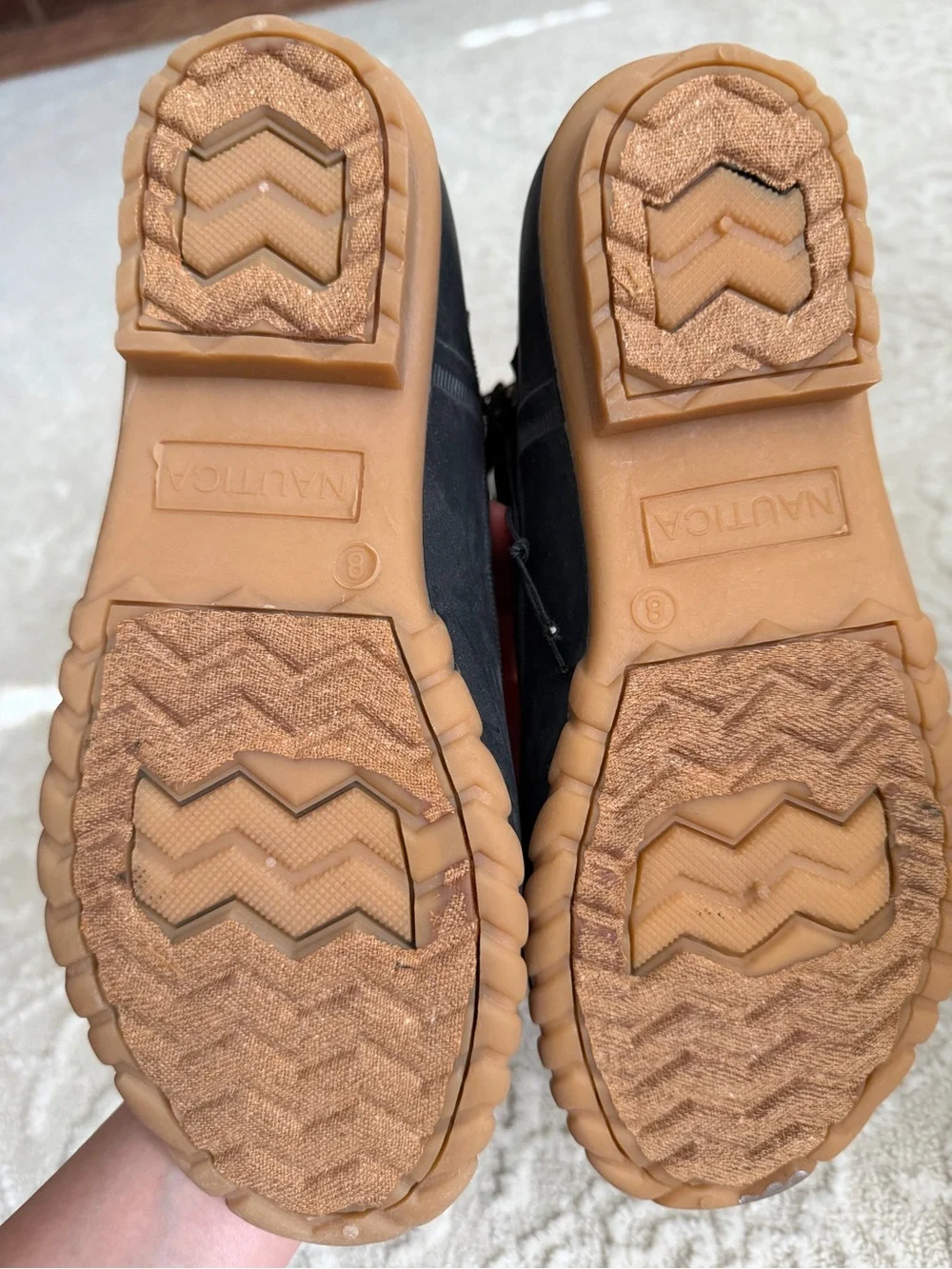 Nautica Black Lace-Up Duck Boots with Gum Outsole